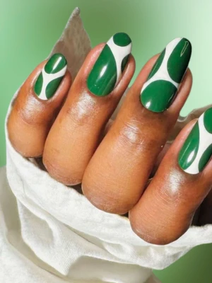 Abstract Dark Green Nail Art