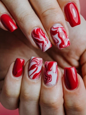 Abstract Tips Red Nails