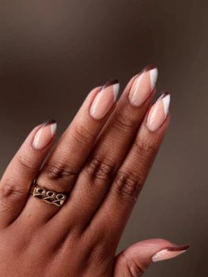 Brown & White Nails