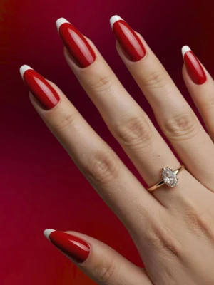 Chrome Outline Red Nails