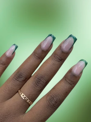 Dark Green French Mix with Minimal Accents Nails