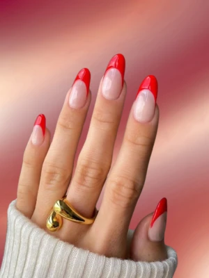 Double Side Tip Red Nails