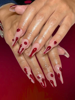 Drip Effect Red Nails