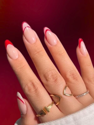 French Tip Outline Red Nails
