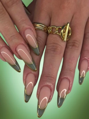 Gold Chrome Line Nails