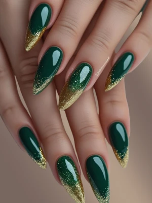 Green & Gold Nails