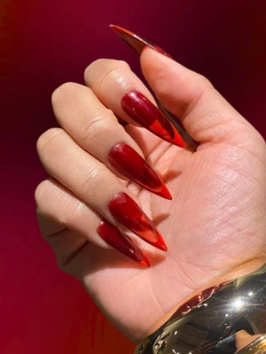 Jelly French Tips Red Nails