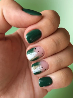 Negative Space Dark Green Nails