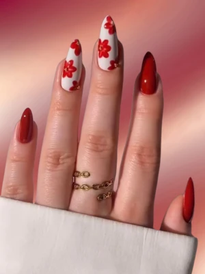 Red Blooms Nails