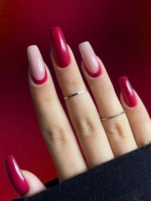 Reverse French Red Nails