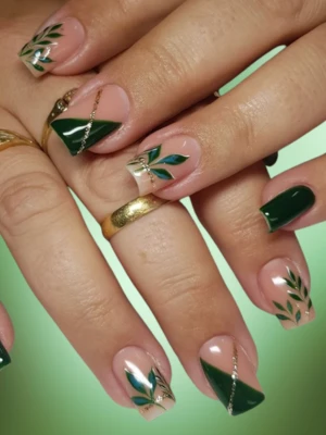 Solid & French Mix, Green Nail Ideas