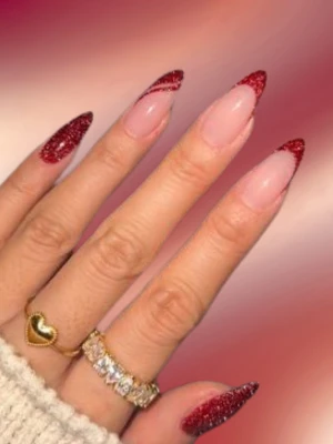 Starry French Red Nails