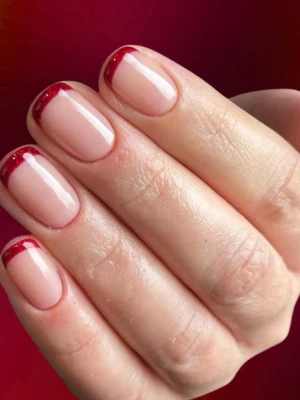 Thin French Tips Red Nails