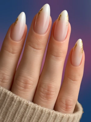 Ombre French tip nails with Gold Foil