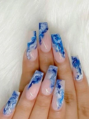 Ocean Marble Nails