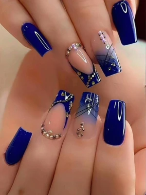 Navy Quartz Nails