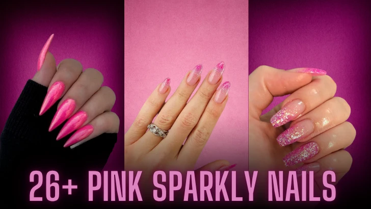 Pink glitter nails