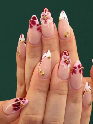 3D Your White Tip French Nails Ideas With Red