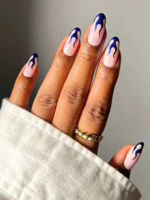 Navy Flames Nails
