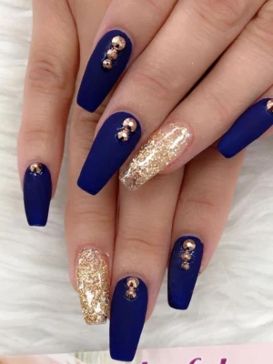 Navy & Rose Gold Nails