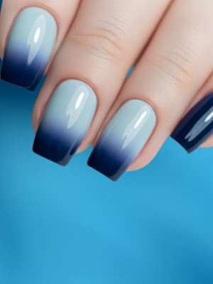 Arctic Sky Nail Art in Gradient Blue Tones