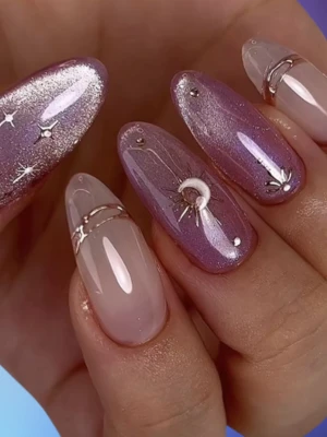 Artsy Lavender Milk Nails Design