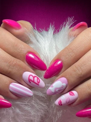 Barbie core pink nails