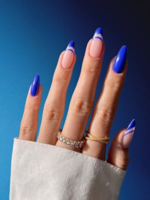 Blue French nails