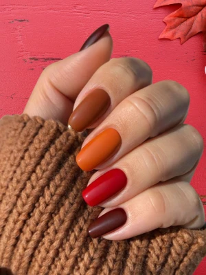Burgundy & Orange Nails