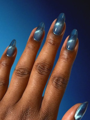 Cat eye blue with gold accents