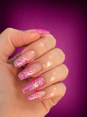 Cotton candy pink glitter fade