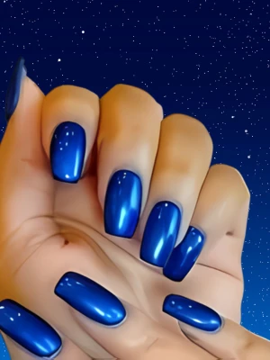 Electric Blue Nails with Frosty Nail Dust
