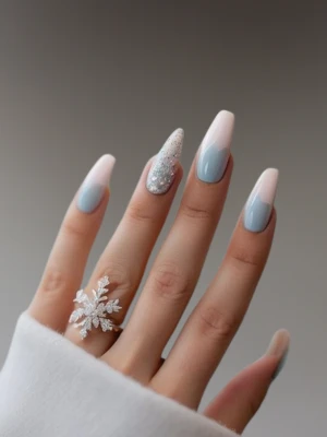 Elegant Winter Season French Nails