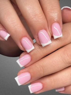 French Nails with Light Pink Base