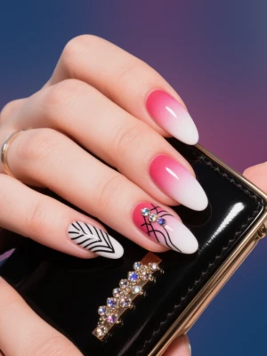French Ombre Nails with Design