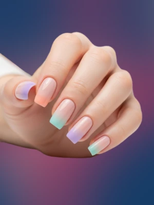 French Ombre Nails with Pastel Tips
