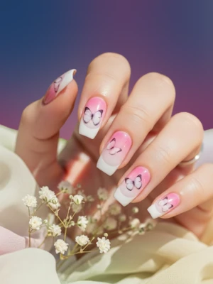 French Ombre with Butterfly Decals