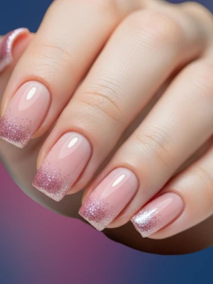 French Ombre with Glitter Accent