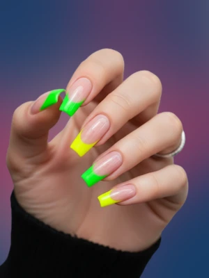French Ombre with Neon Tips