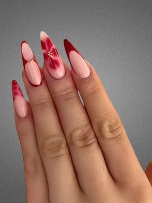 French with Flower Nail Art Accent