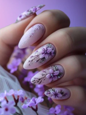 From the Garden, on the Nail (Purple Gel Nails)