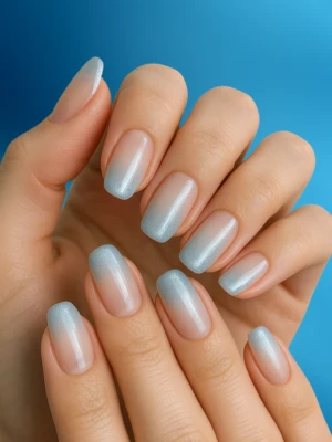 Frosted French Tips with Ice Blue Shine
