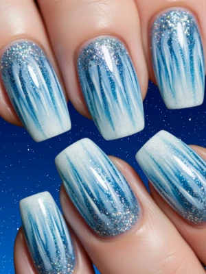 Frozen Waterfall-Inspired Nail Art