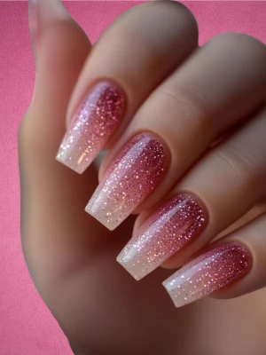 Glittery ombre with light pink sparkles