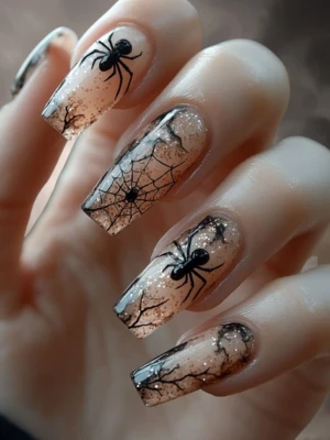 Halloween Spider Web Nail Art
