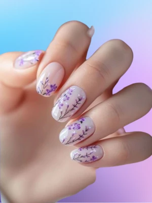 Lavender Bush Nail Design Inspo