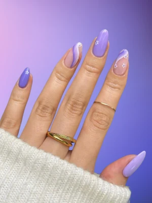 Lavender Nail Designs With Light Blue Swirls
