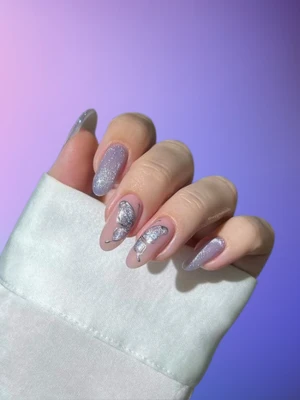 Lavender Milk Nails With Butterfly Accessories