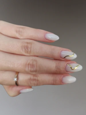 Milky White Base with Gold Tips