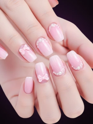 Nail Art Bow Design with Coquette Aesthetic